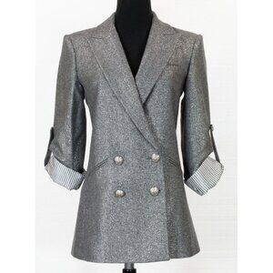 VERONICA BEARD SILVER METALLIC DICKEY BLAZER SIZE 2